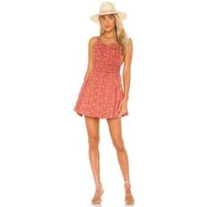 Free People Petunia A-Line Mini‎ Dress Women's Size Small Floral Poppy Combo